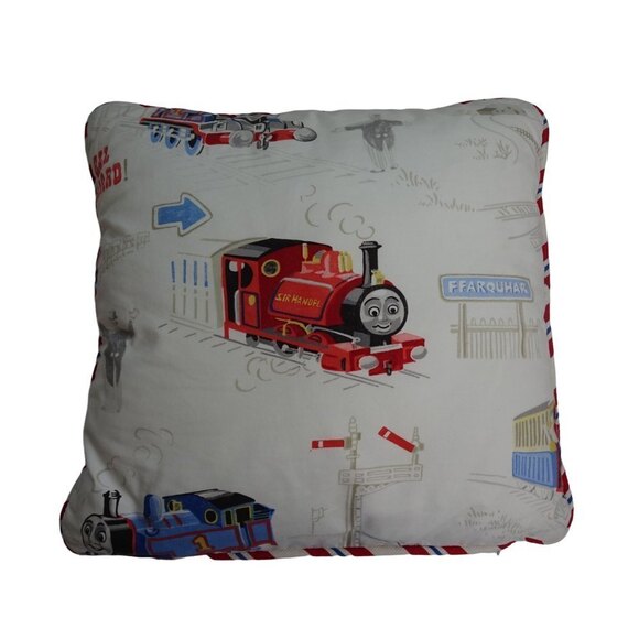 Doodlefish Thomas The Train Pillow Case 18"x18" + The Company Store Throw Pillow - Picture 1 of 12
